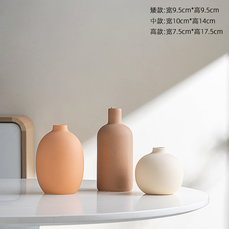 Eucalyptus Preserved - Nordic Morandi Matte Keramische Vaas Minimalistische