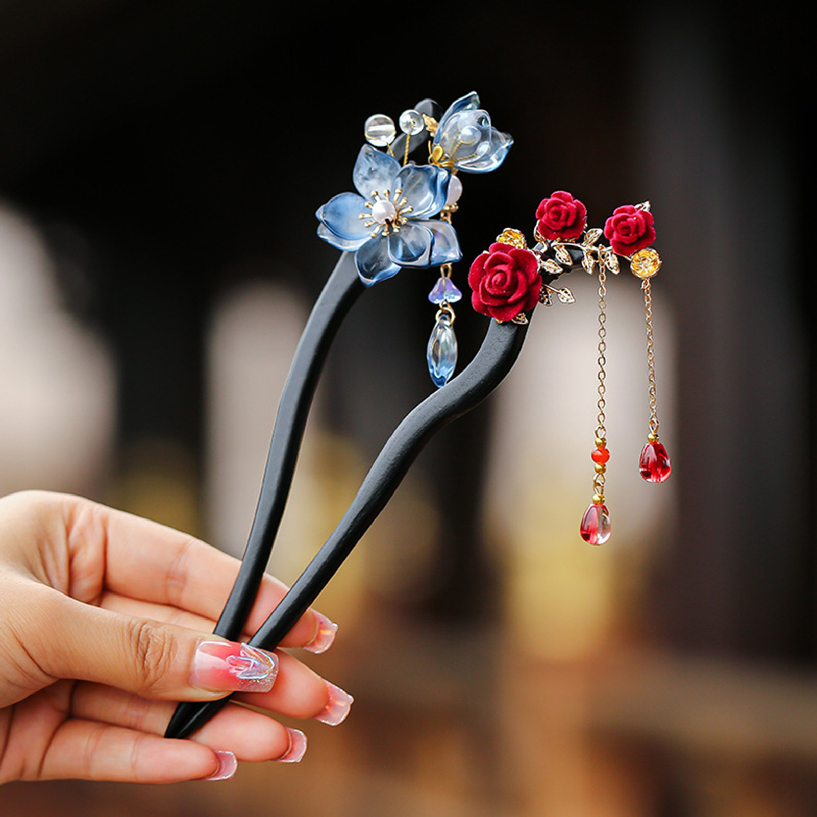 Supply Florist - Chinese stijl bloem kwastje haarspeld vintage