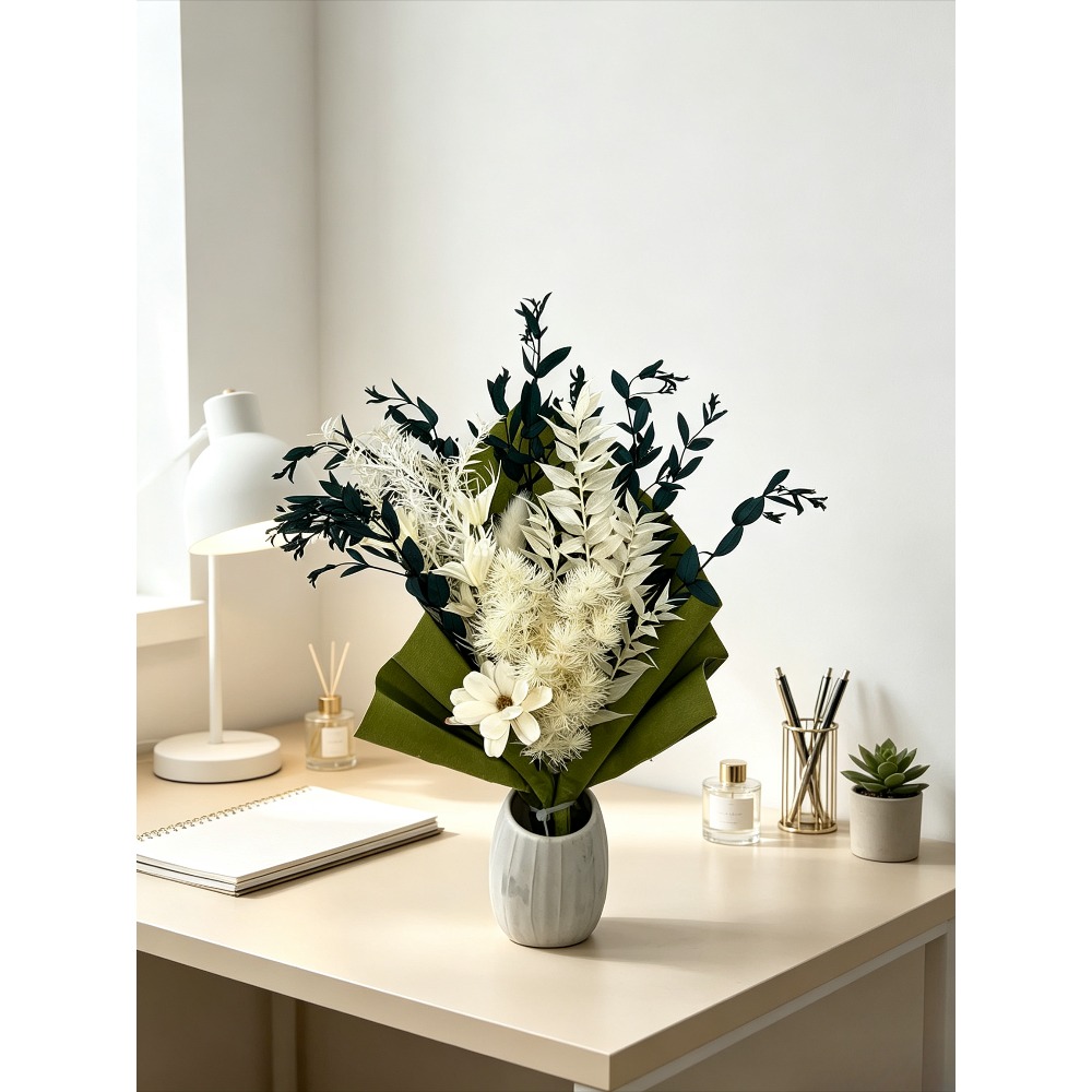 Gedroogd bloemenboeket, witte  - Eucalyptus Preserved recensie en prijs