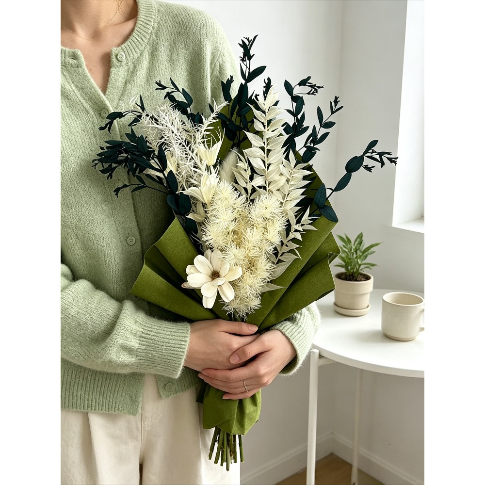 Gedroogd bloemenboeket, witte  - Eucalyptus Preserved recensie en prijs